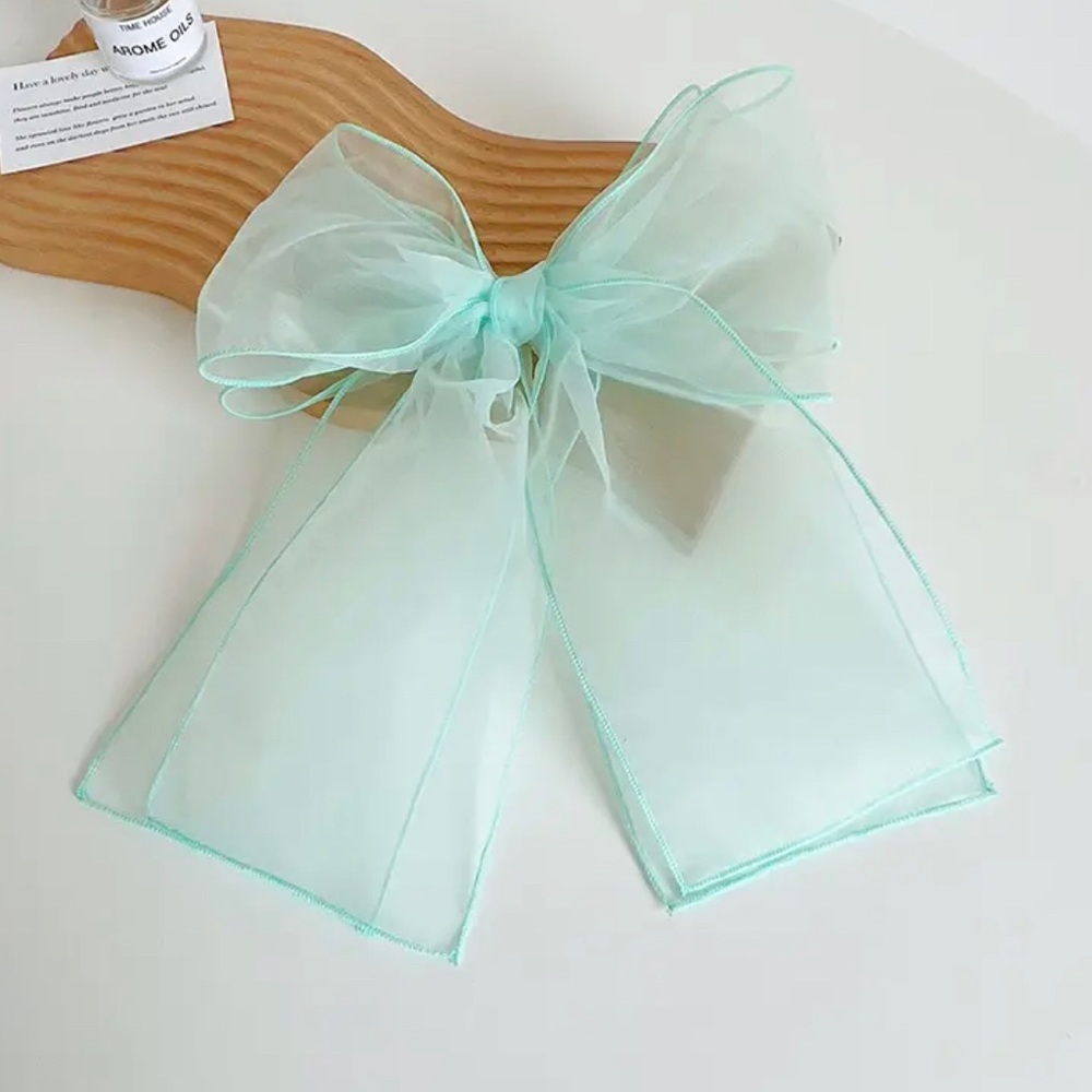 Oversized Black Tule Bow French Barrette Hair Clip - Picture 8 of 10